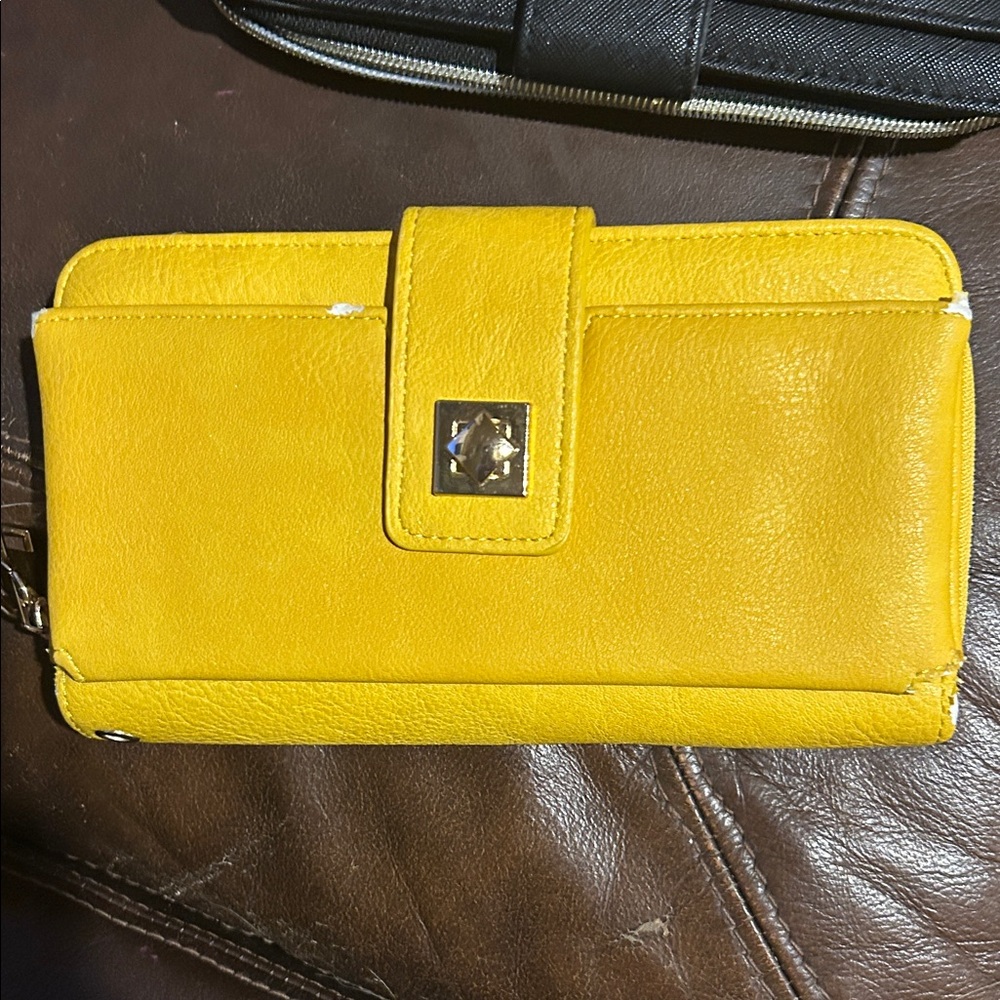 Vibrant Yellow Wallet with Gold Accent